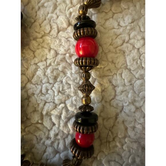 Vintage 1980-1990 Red Onyx beaded necklace. - Picture 4 of 6